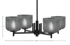Franklin Four Light Chandelier in Matte Black with Smoke Textured Shade