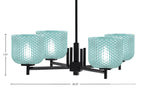 Franklin Four Light Chandelier in Matte Black with Turquoise Textured Shade