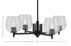 Franklin Four Light Chandelier in Matte Black with Smoke Bubble Shade