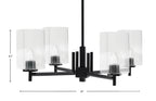 Franklin Four Light Chandelier in Matte Black with Square Clear Bubble Shade