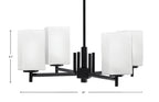 Franklin Four Light Chandelier in Matte Black with Square White Muslin Shade