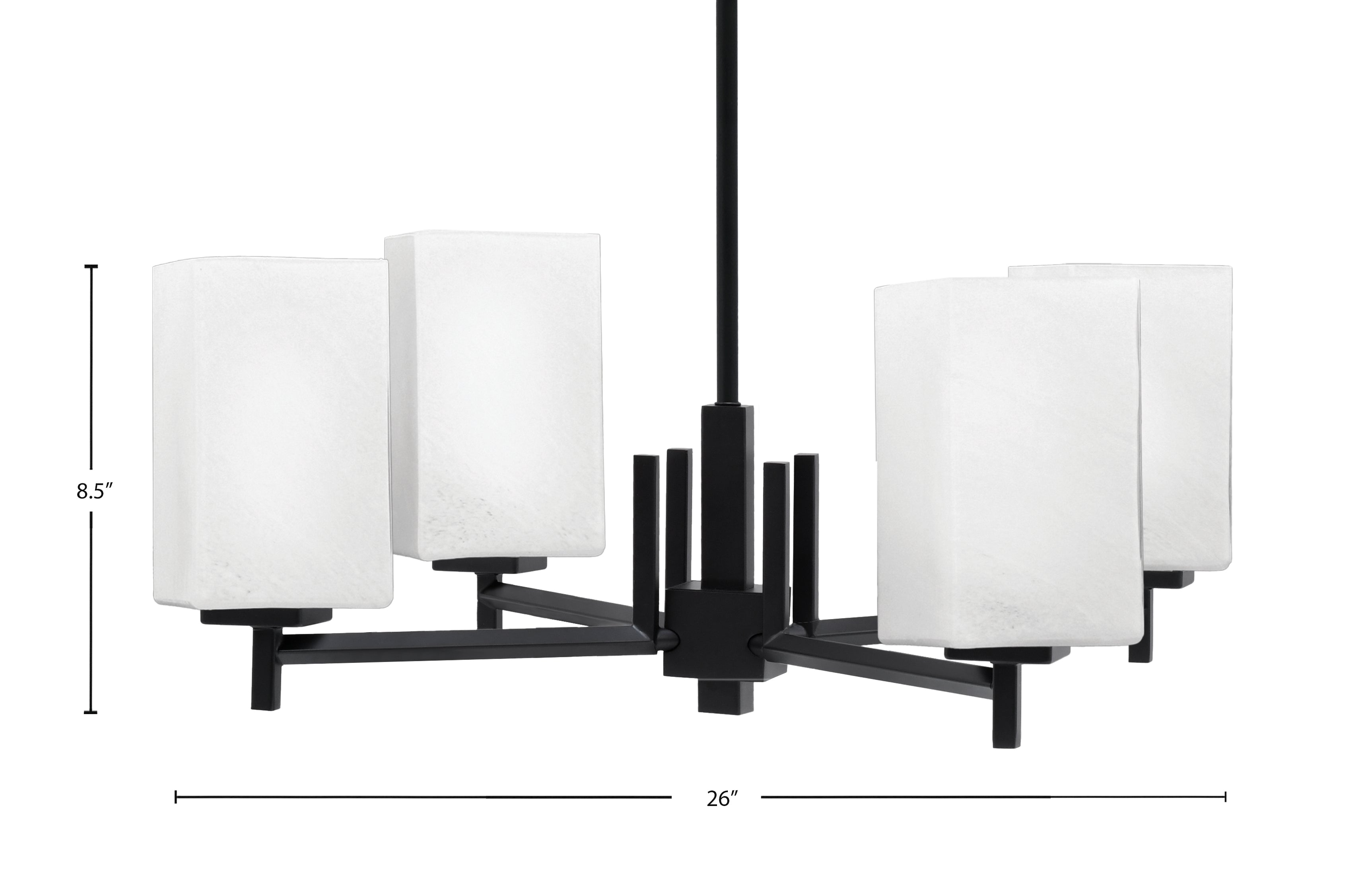 Franklin Four Light Chandelier in Matte Black with Square White Muslin Shade