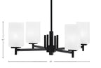 Franklin Four Light Chandelier in Graphite with Square White Marble Shade