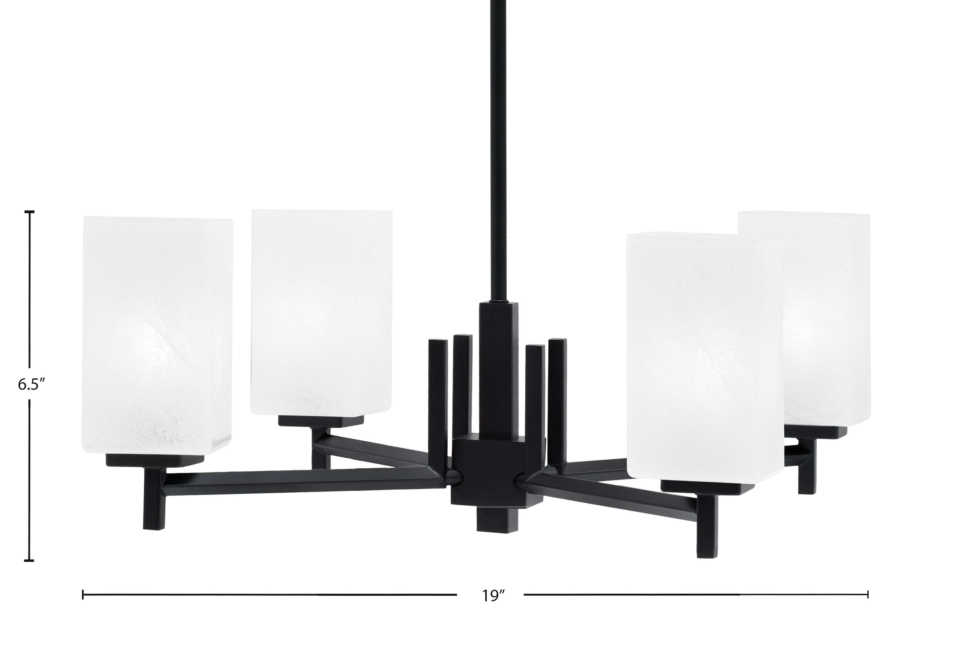 Franklin Four Light Chandelier in Graphite with Square White Marble Shade