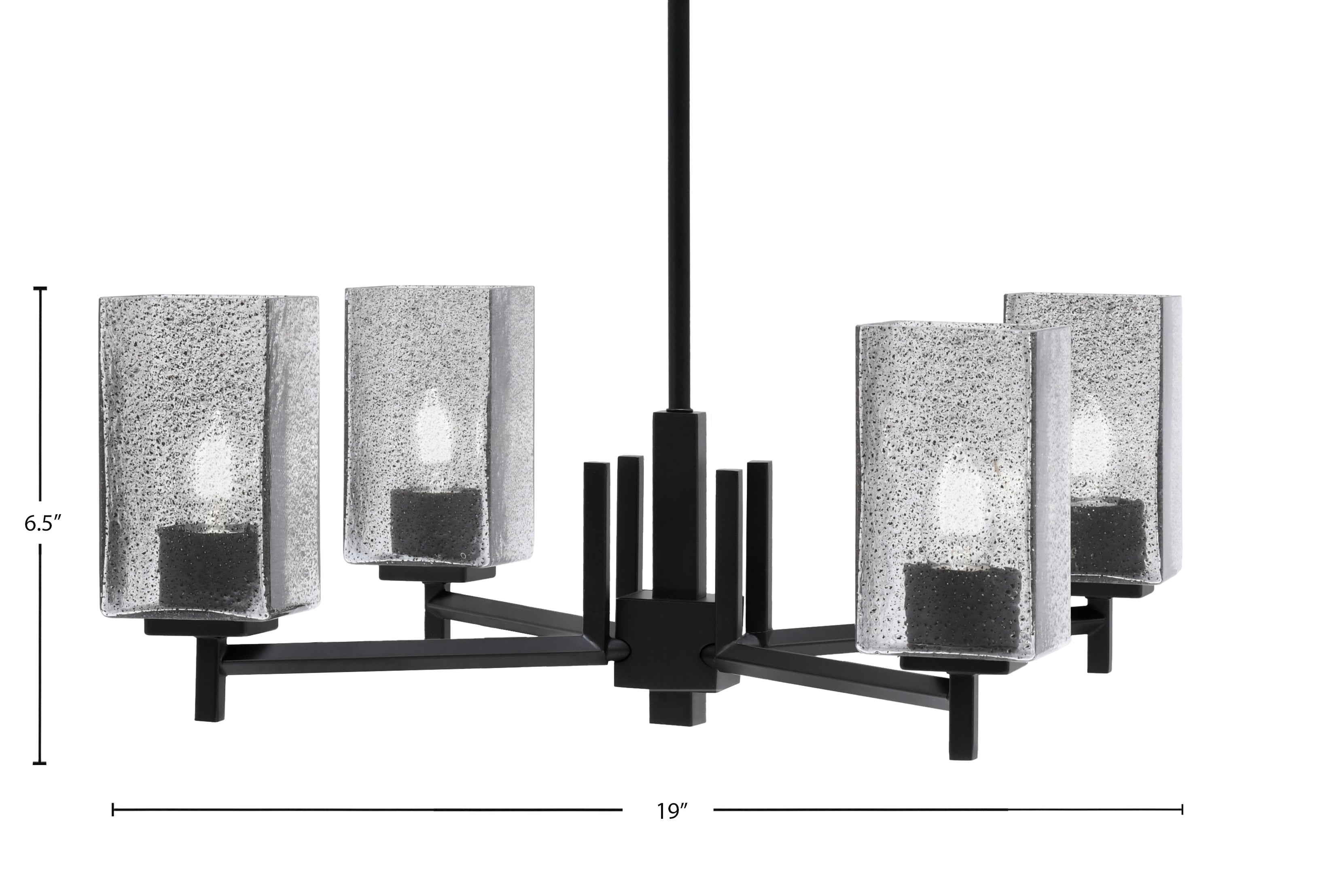Franklin Four Light Chandelier in Graphite with Square Smoke Bubble Shade