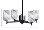 Franklin Four Light Chandelier in Graphite with Square Onyx Swirl Shade