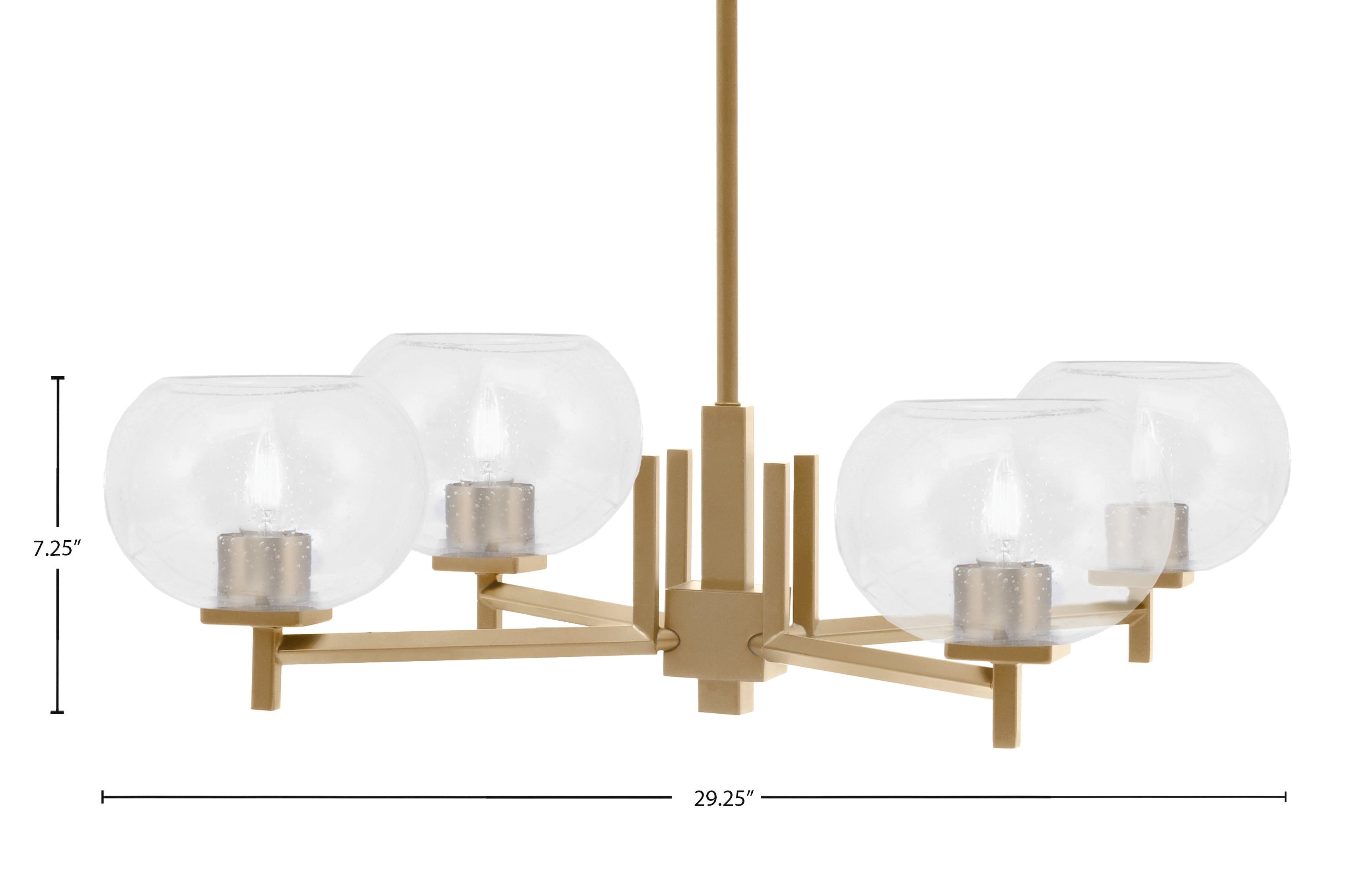 Franklin Four Light Chandelier in New Age Brass with Clear Bubble Shade
