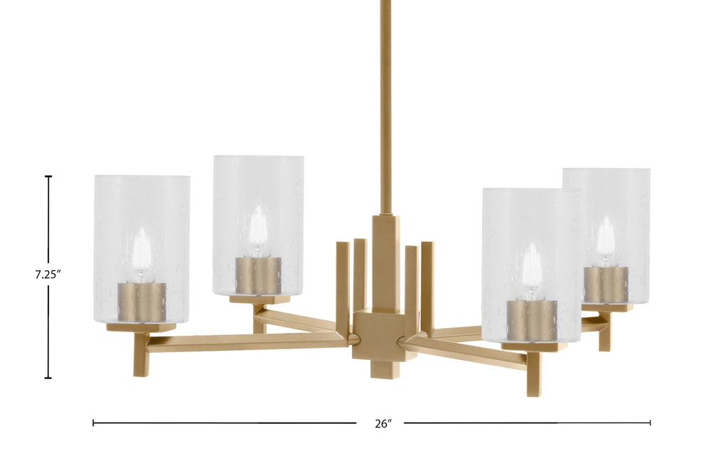 Franklin Four Light Chandelier in New Age Brass with Clear Bubble Shade