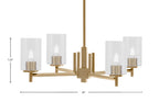 Franklin Four Light Chandelier in New Age Brass with Clear Bubble Shade