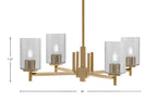 Franklin Four Light Chandelier in New Age Brass with Smoke Bubble Shade