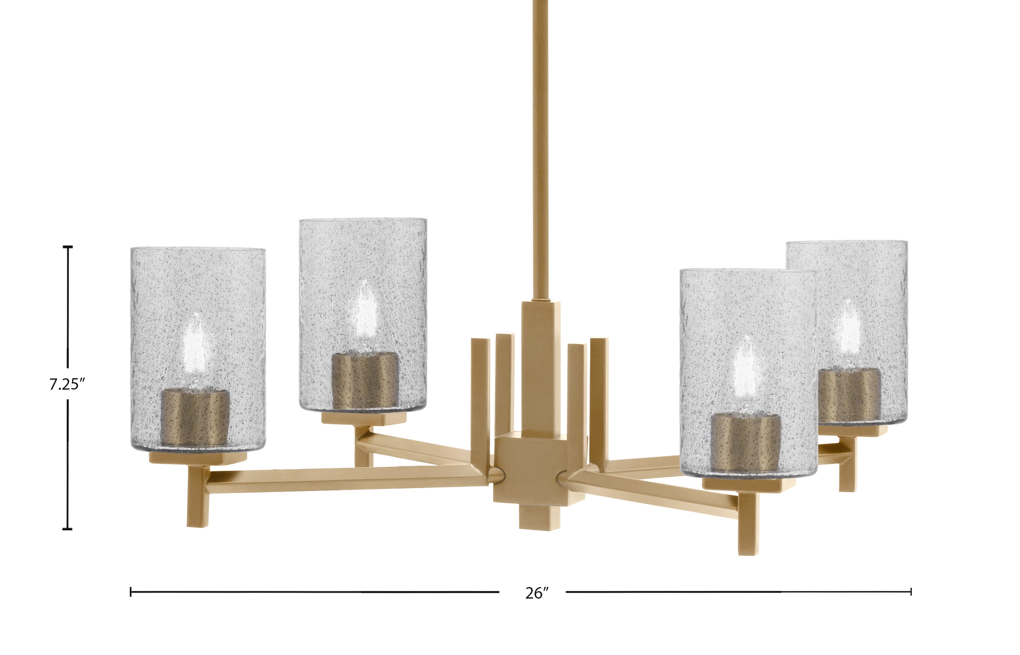 Franklin Four Light Chandelier in New Age Brass with Smoke Bubble Shade