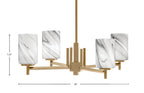 Franklin Four Light Chandelier in New Age Brass with Onyx Swirl Shade