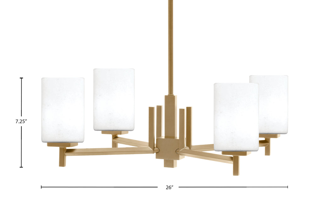 Franklin Four Light Chandelier in New Age Brass with White Muslin Shade