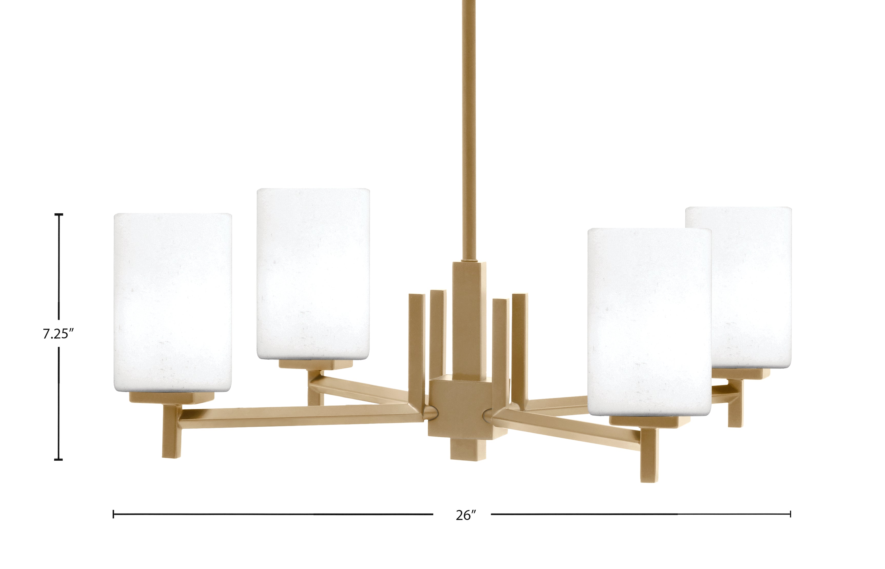 Franklin Four Light Chandelier in New Age Brass with White Muslin Shade