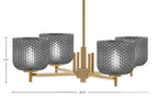 Franklin Four Light Chandelier in New Age Brass with Smoke Textured Shade