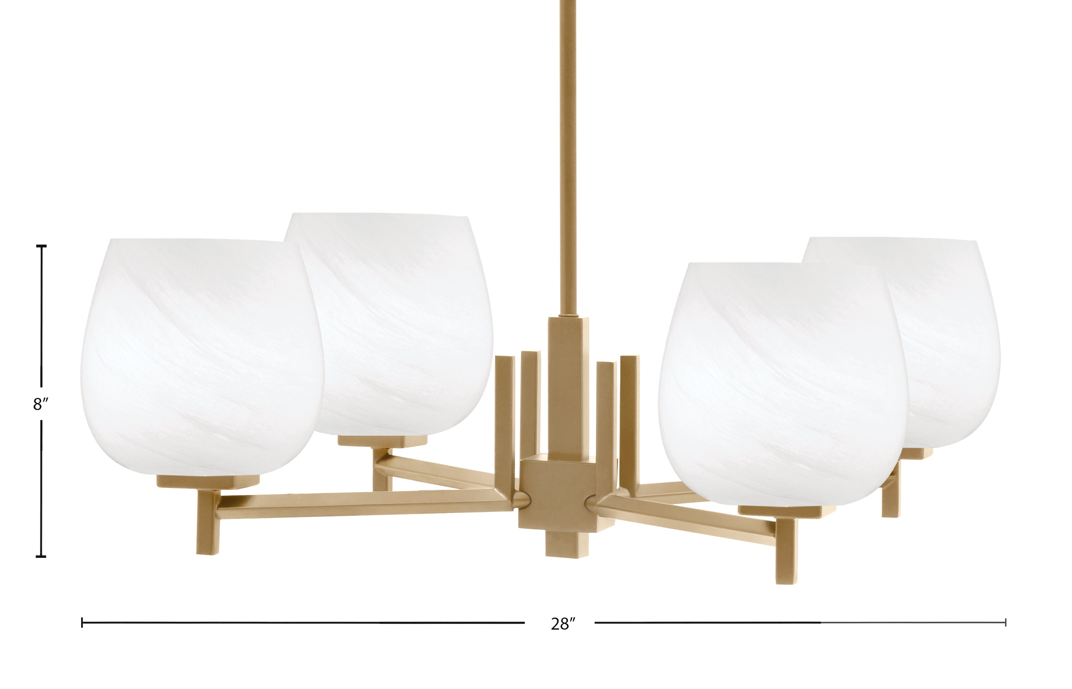 Franklin Four Light Chandelier in New Age Brass with White Marble Shade