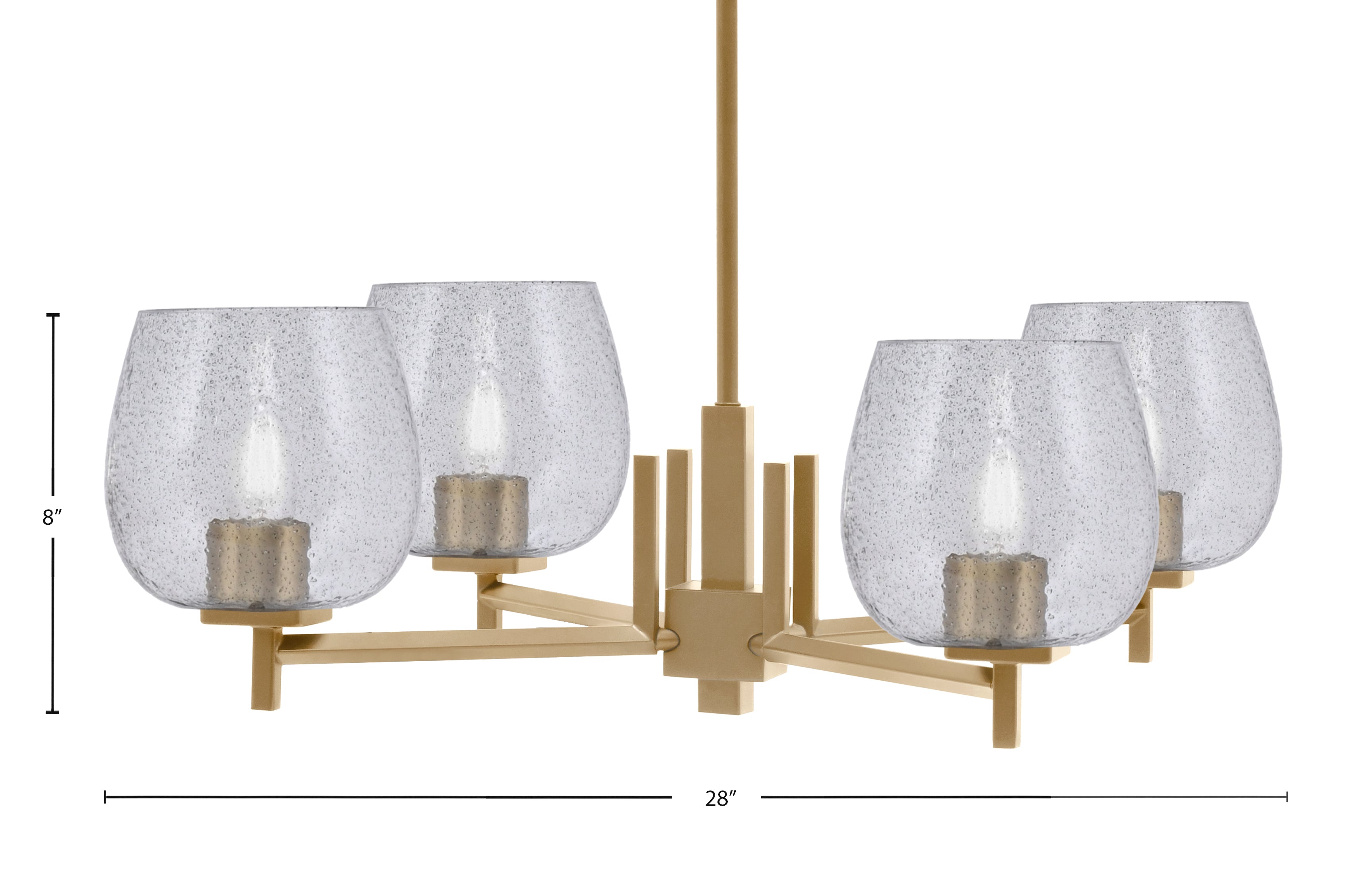 Franklin Four Light Chandelier in New Age Brass with Smoke Bubble Shade