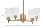 Franklin Four Light Chandelier in New Age Brass with Square Clear Bubble Shade