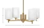 Franklin Four Light Chandelier in New Age Brass with Square White Muslin Shade