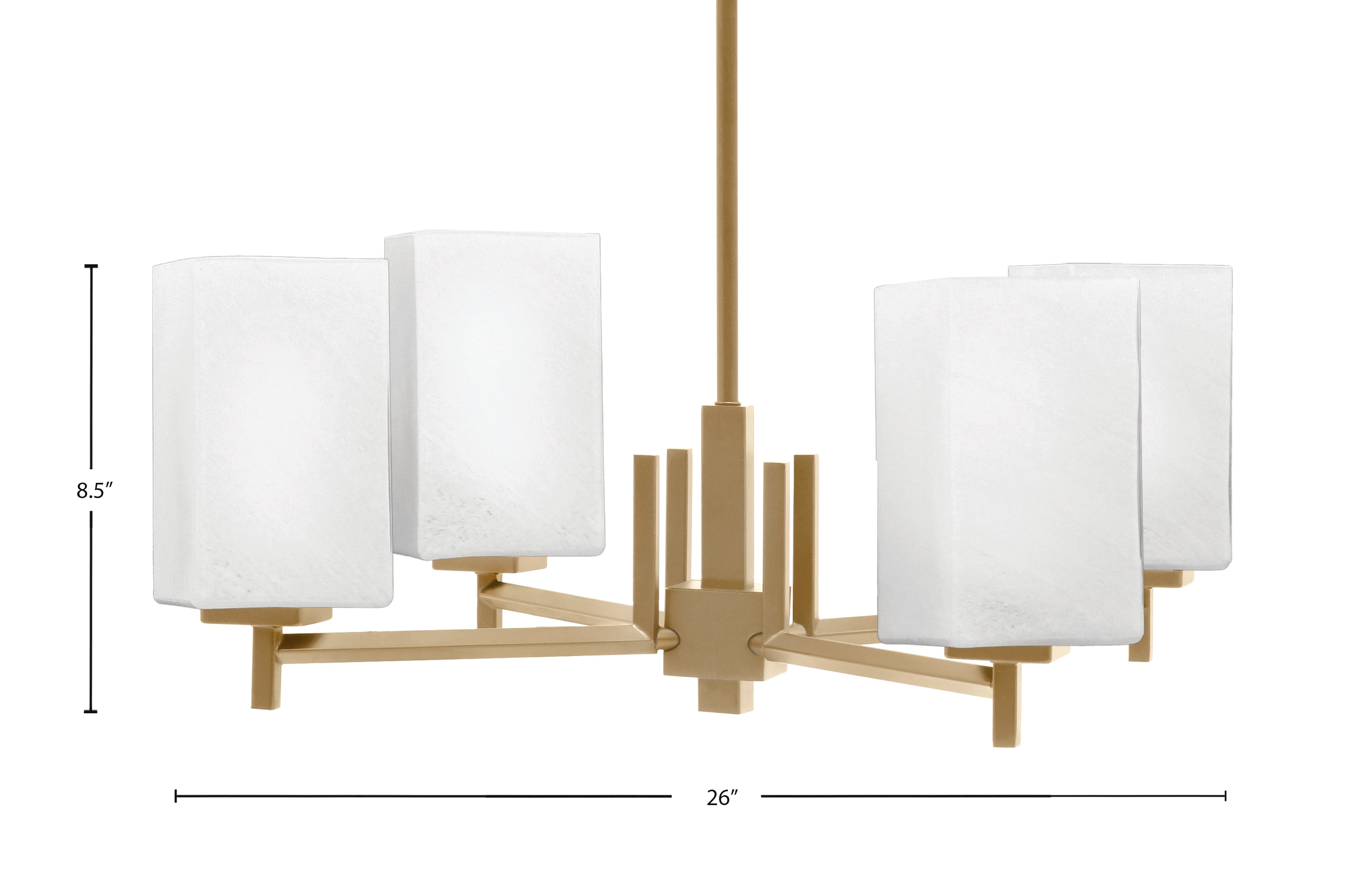 Franklin Four Light Chandelier in New Age Brass with Square White Muslin Shade