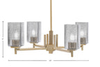 Franklin Four Light Chandelier in New Age Brass with Square Smoke Bubble Shade