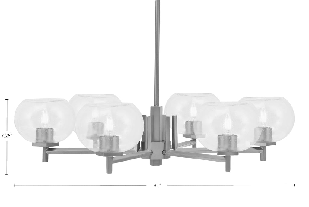 Franklin Six Light Chandelier in Graphite with Clear Bubble Shade