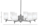 Franklin Six Light Chandelier in Graphite with White Marble Shade