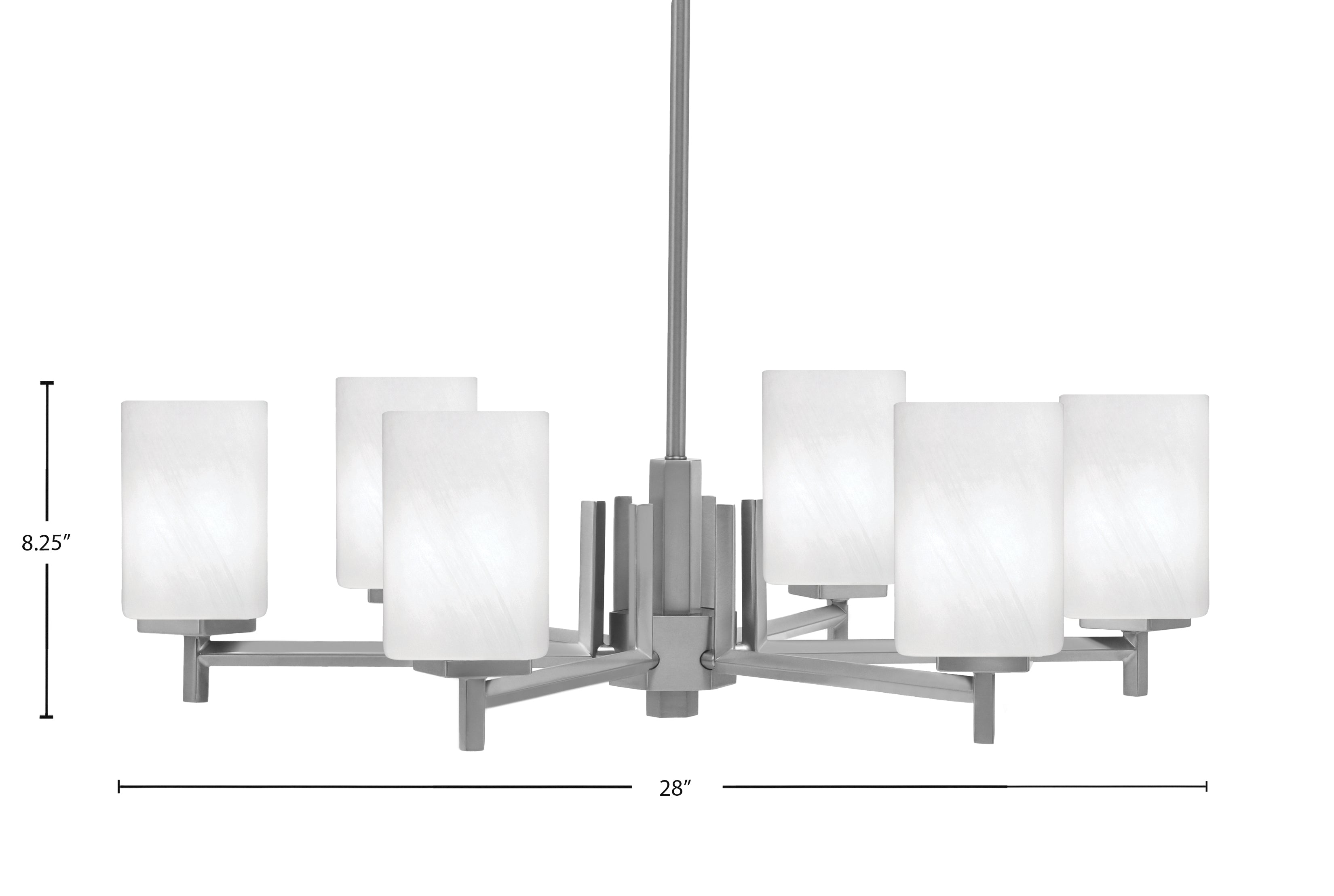 Franklin Six Light Chandelier in Graphite with White Marble Shade