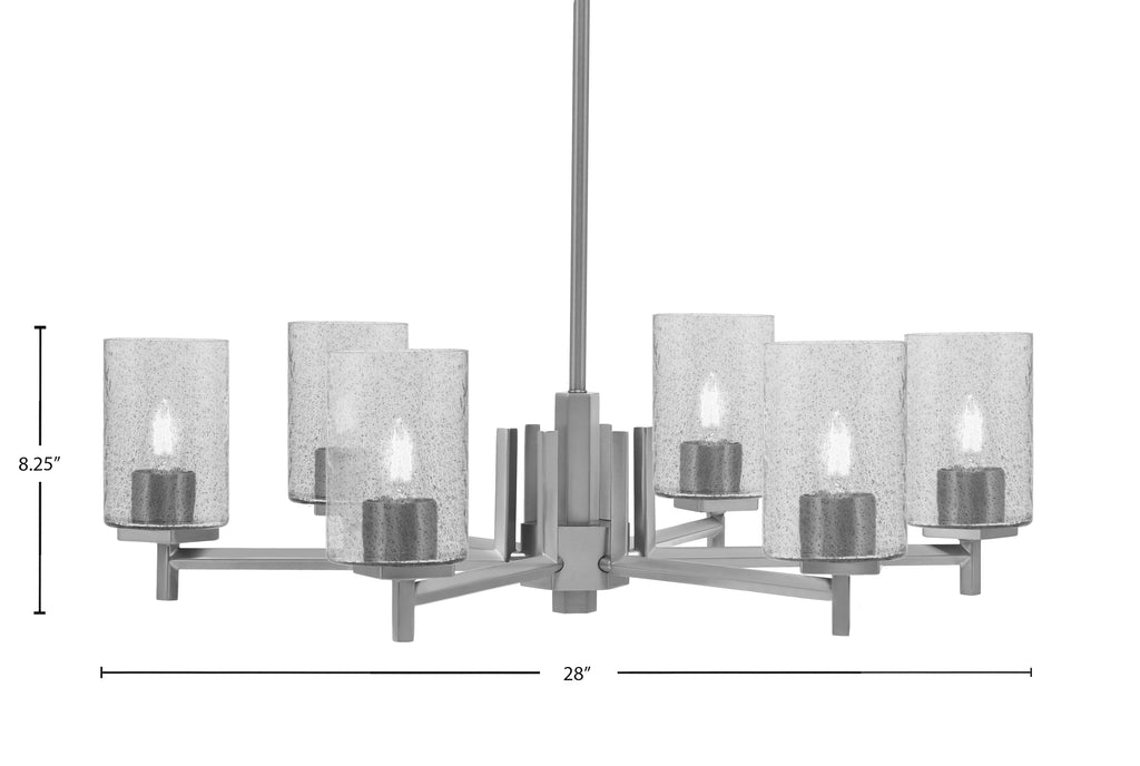 Franklin Six Light Chandelier in Graphite with Smoke Bubble Shade