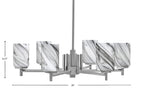 Franklin Six Light Chandelier in Graphite with Onyx Swirl Shade