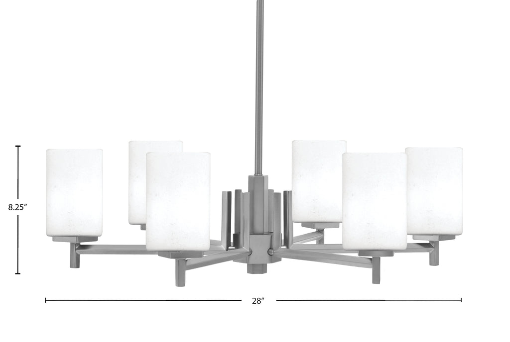 Franklin Six Light Chandelier in Graphite with White Muslin Shade