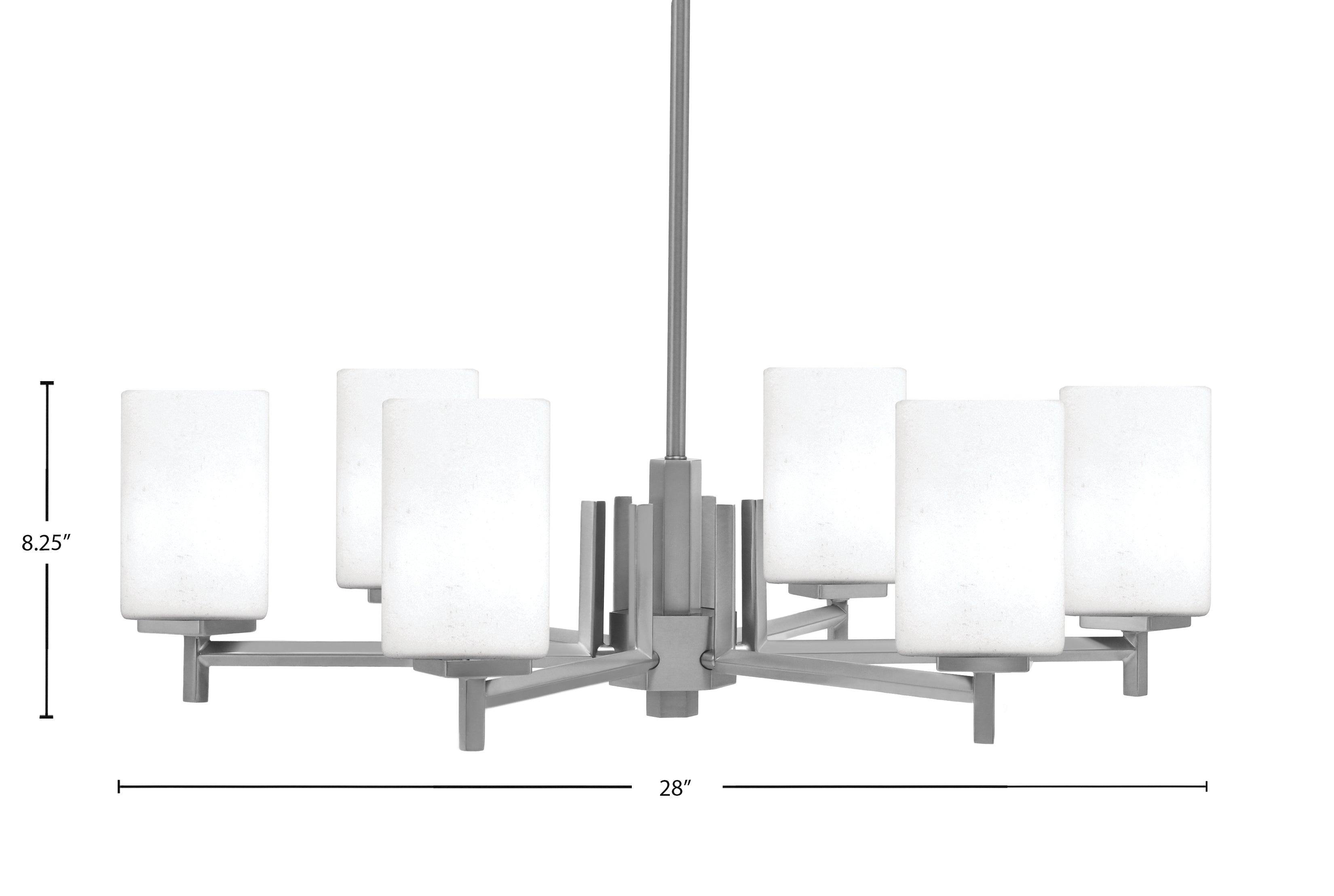 Franklin Six Light Chandelier in Graphite with White Muslin Shade