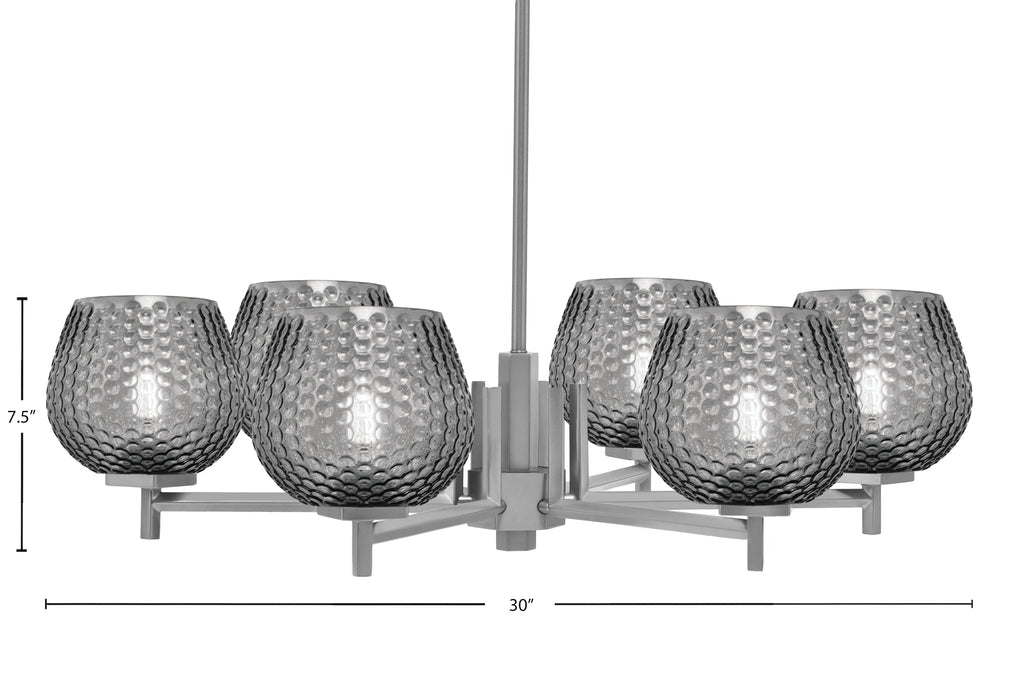 Franklin Six Light Chandelier in Graphite with Smoke Textured Shade