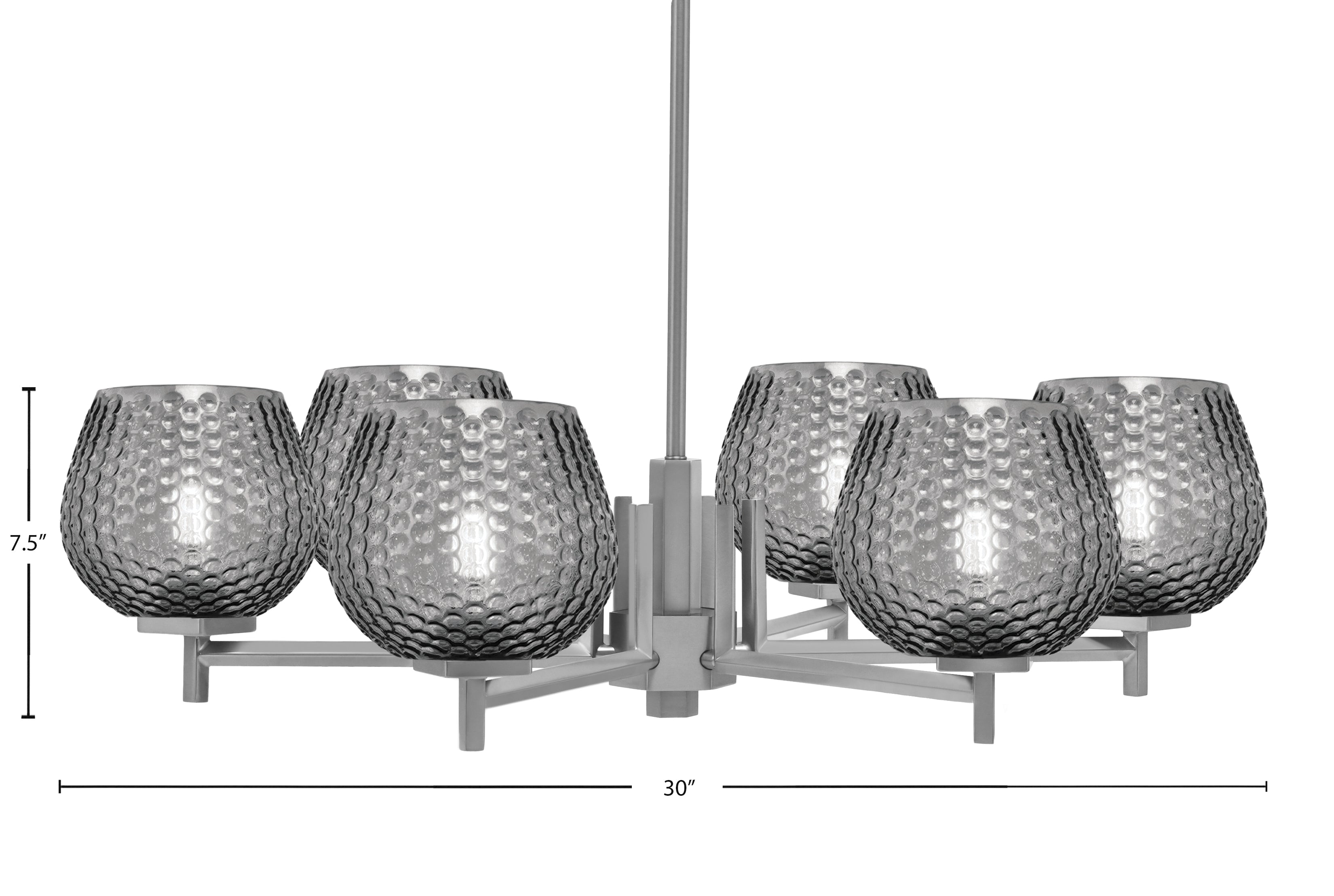 Franklin Six Light Chandelier in Graphite with Smoke Textured Shade