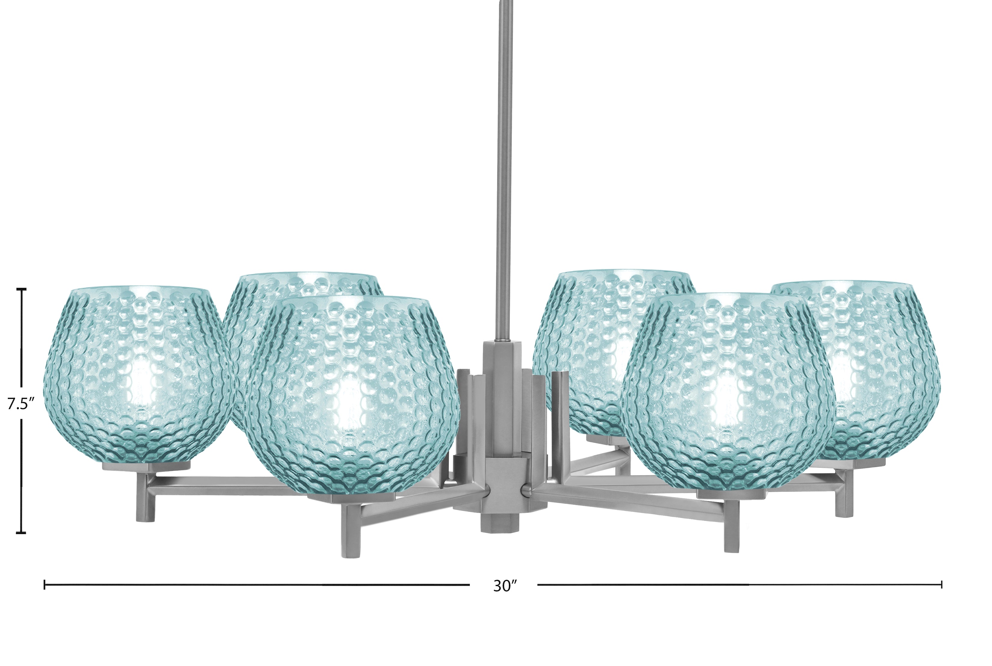 Franklin Six Light Chandelier in Graphite with Turquoise Textured Shade