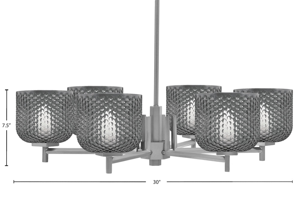 Franklin Six Light Chandelier in Graphite with Smoke Textured Shade