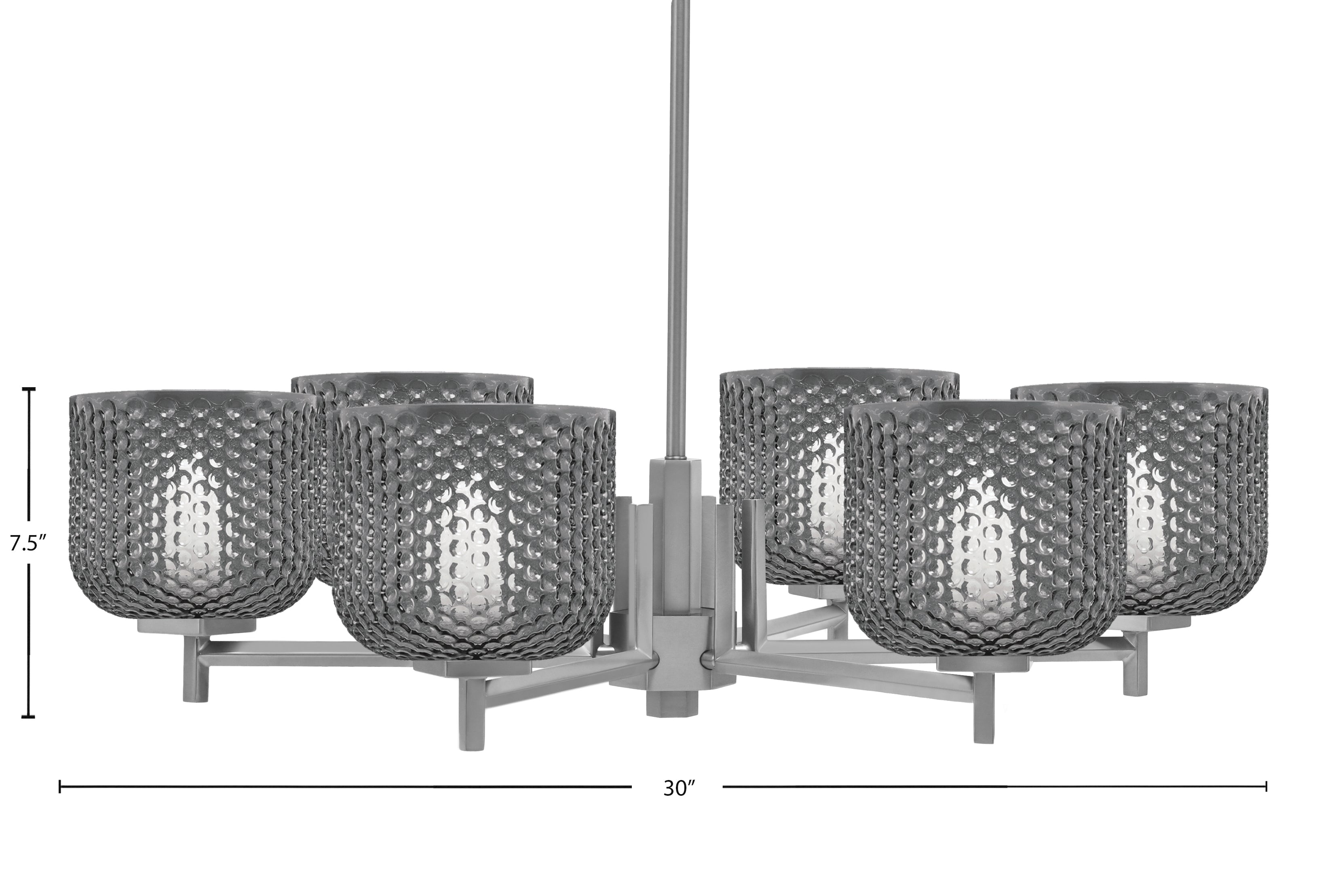 Franklin Six Light Chandelier in Graphite with Smoke Textured Shade