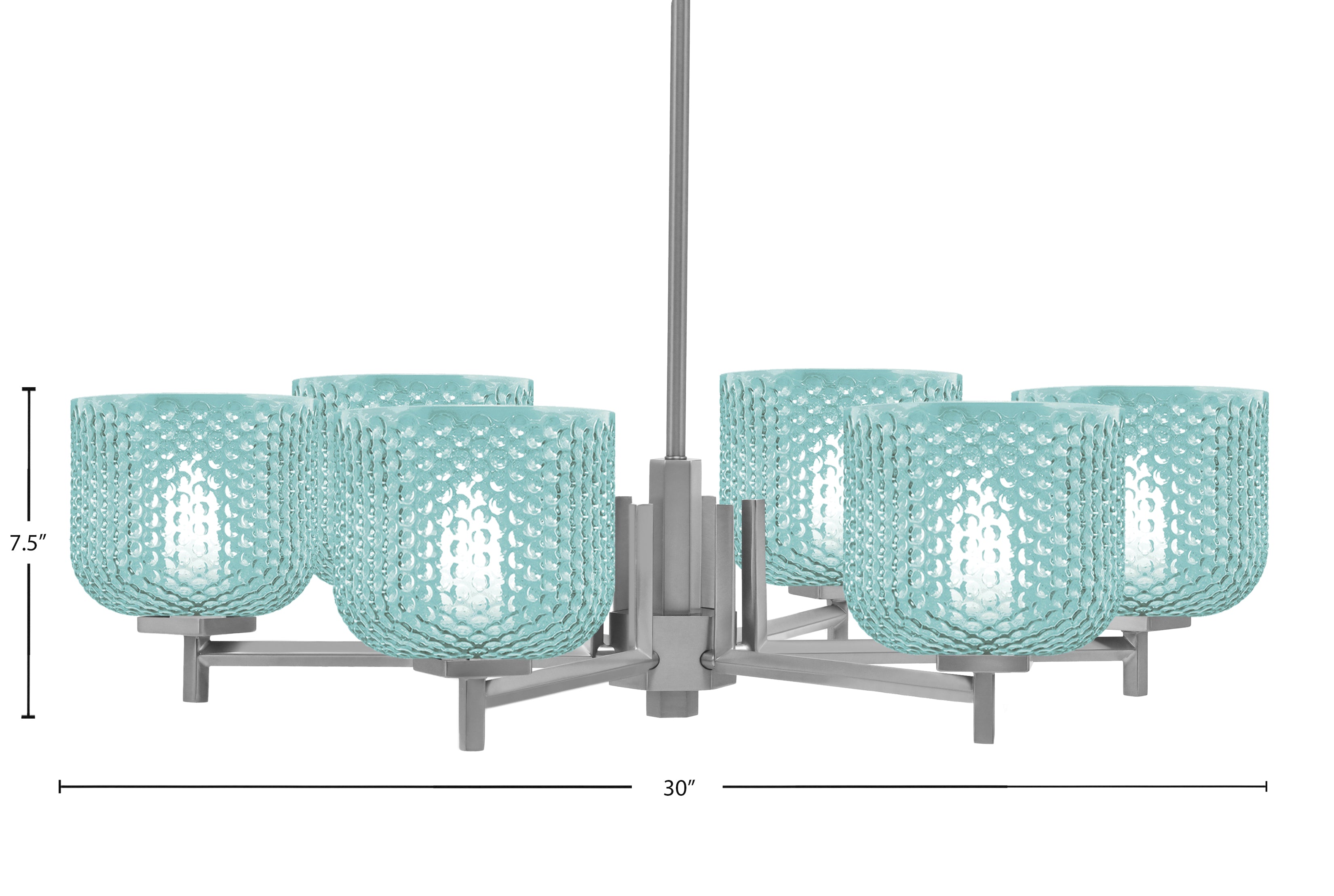 Franklin Six Light Chandelier in Graphite with Turquoise Textured Shade
