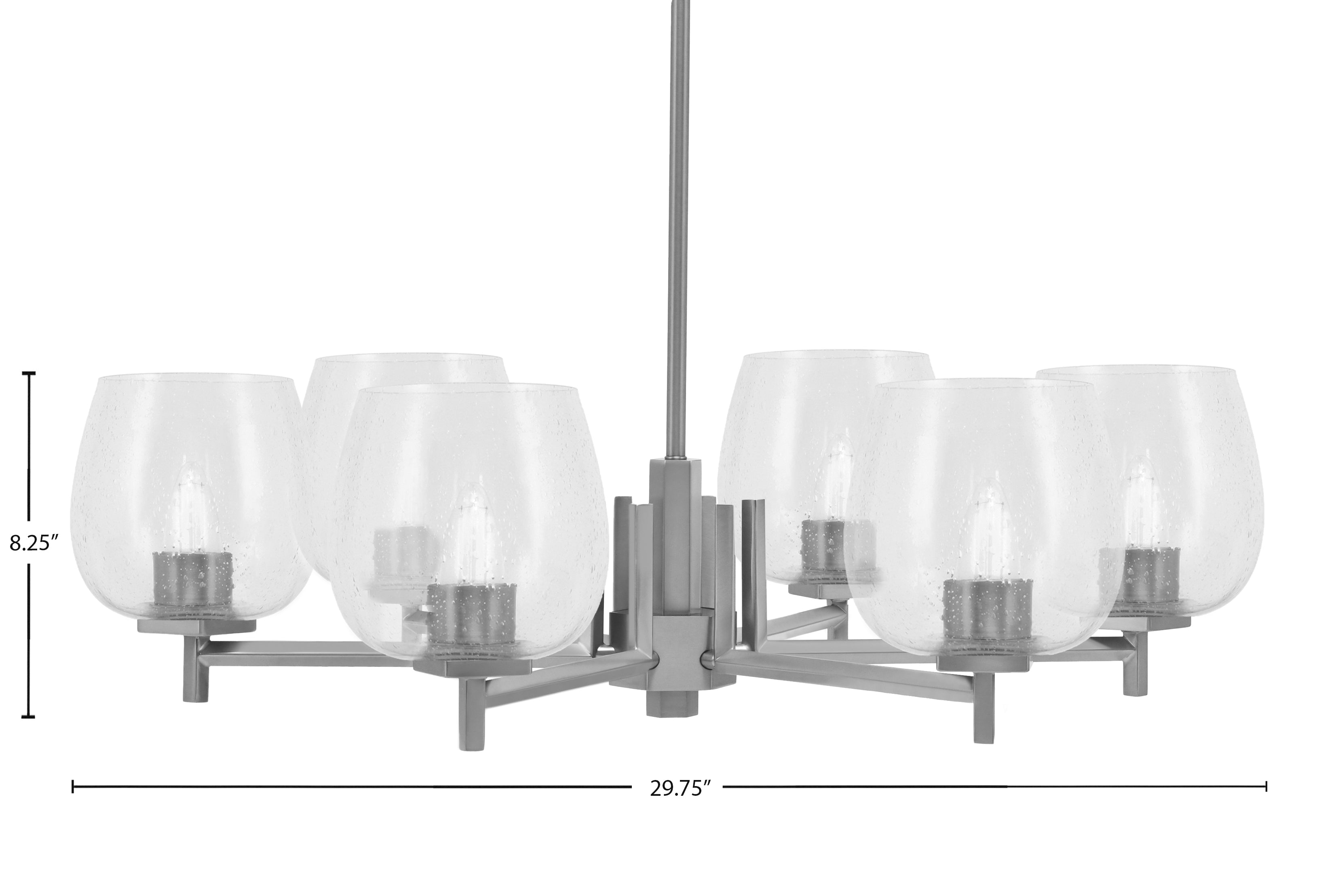 Franklin Six Light Chandelier in Graphite with Clear Bubble Shade