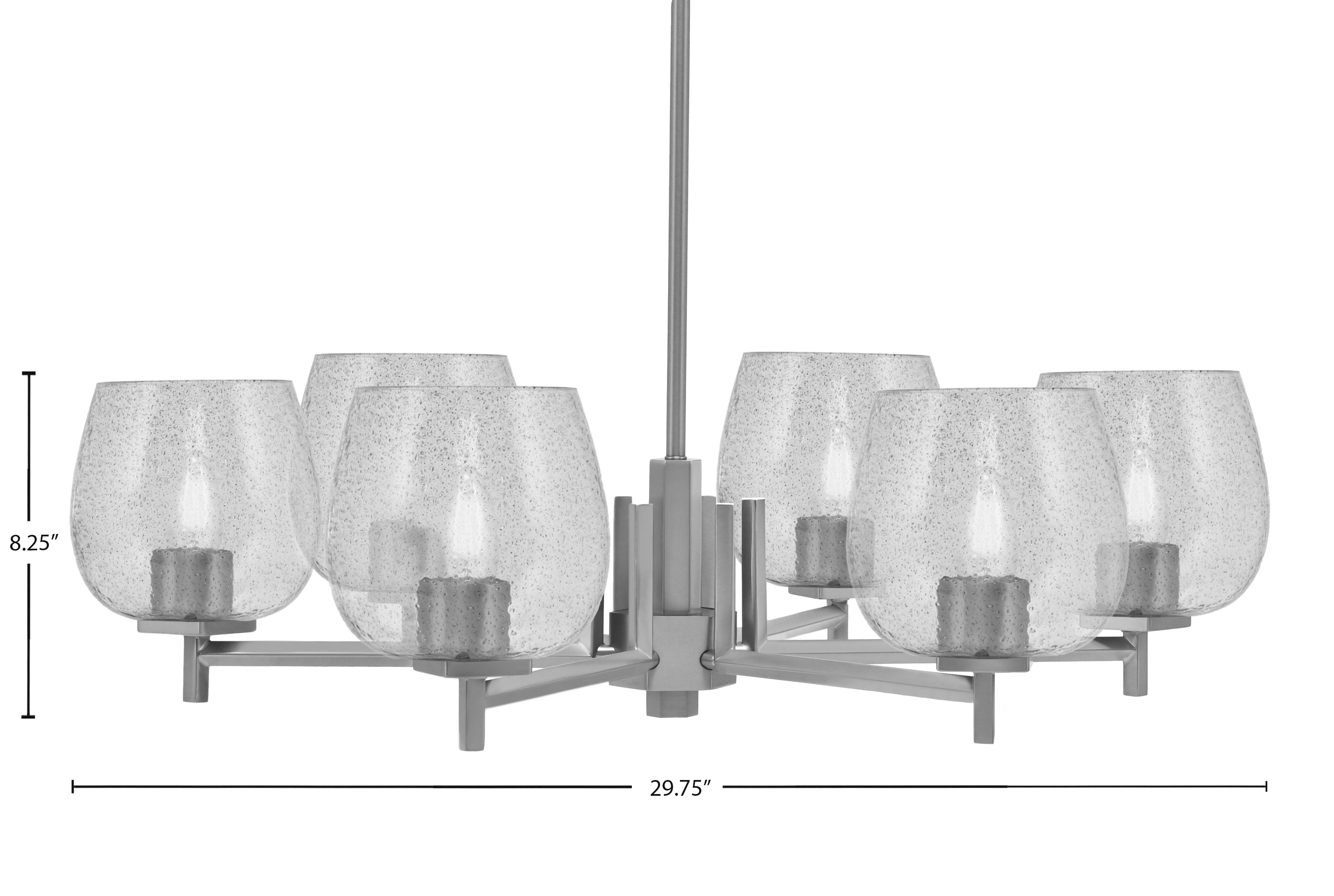 Franklin Six Light Chandelier in Graphite with Smoke Bubble Shade