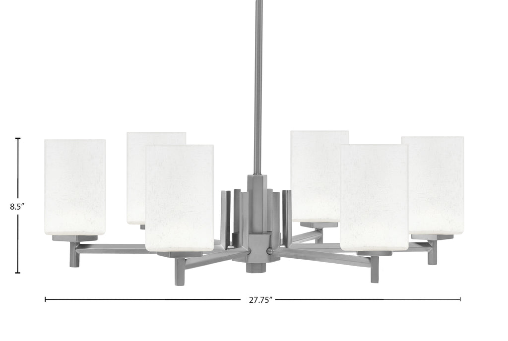 Franklin Six Light Chandelier in Graphite with Square White Muslin Shade