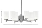 Franklin Six Light Chandelier in Graphite with Square White Muslin Shade