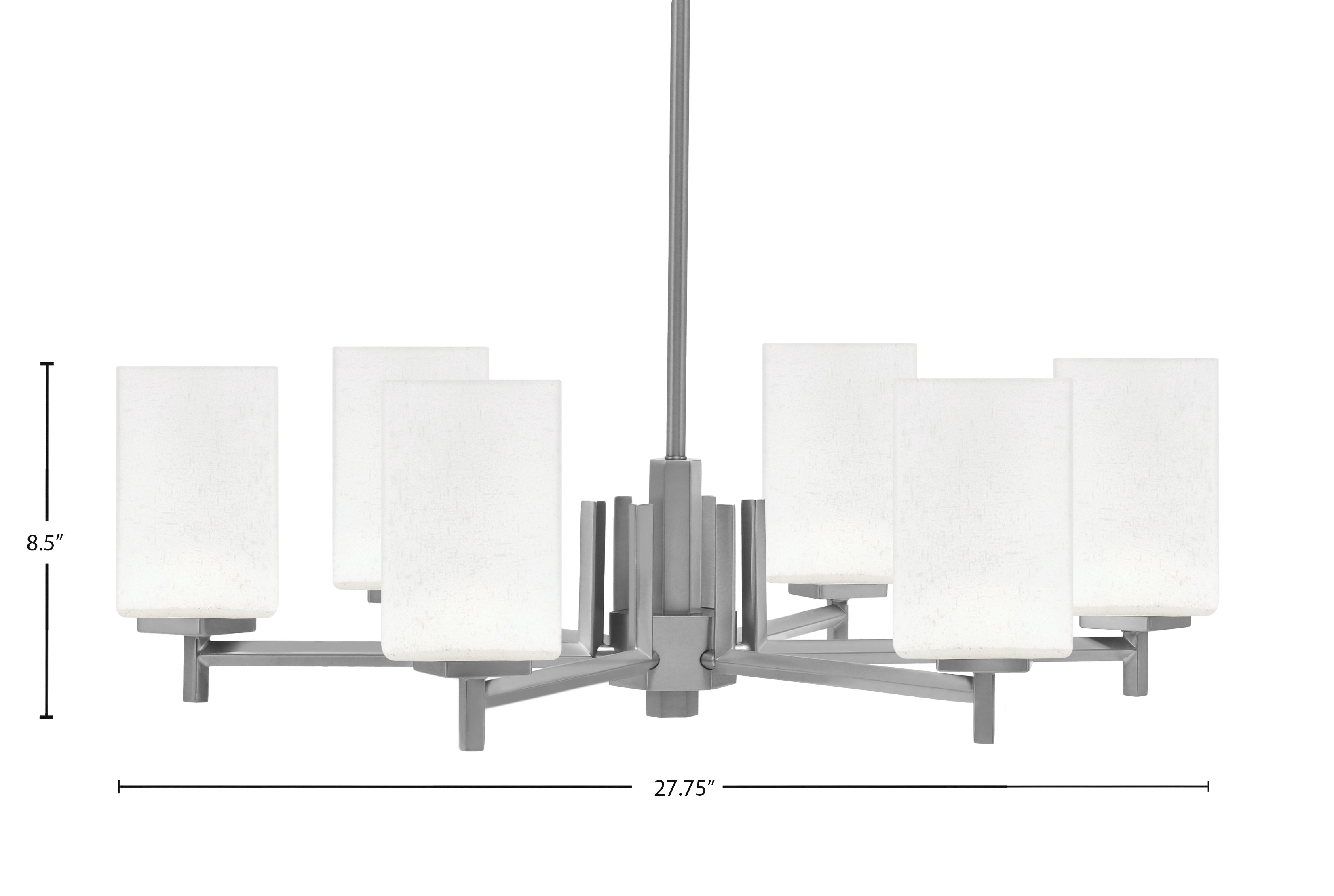 Franklin Six Light Chandelier in Graphite with Square White Muslin Shade