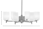 Franklin Six Light Chandelier in Graphite with Square White Marble Shade