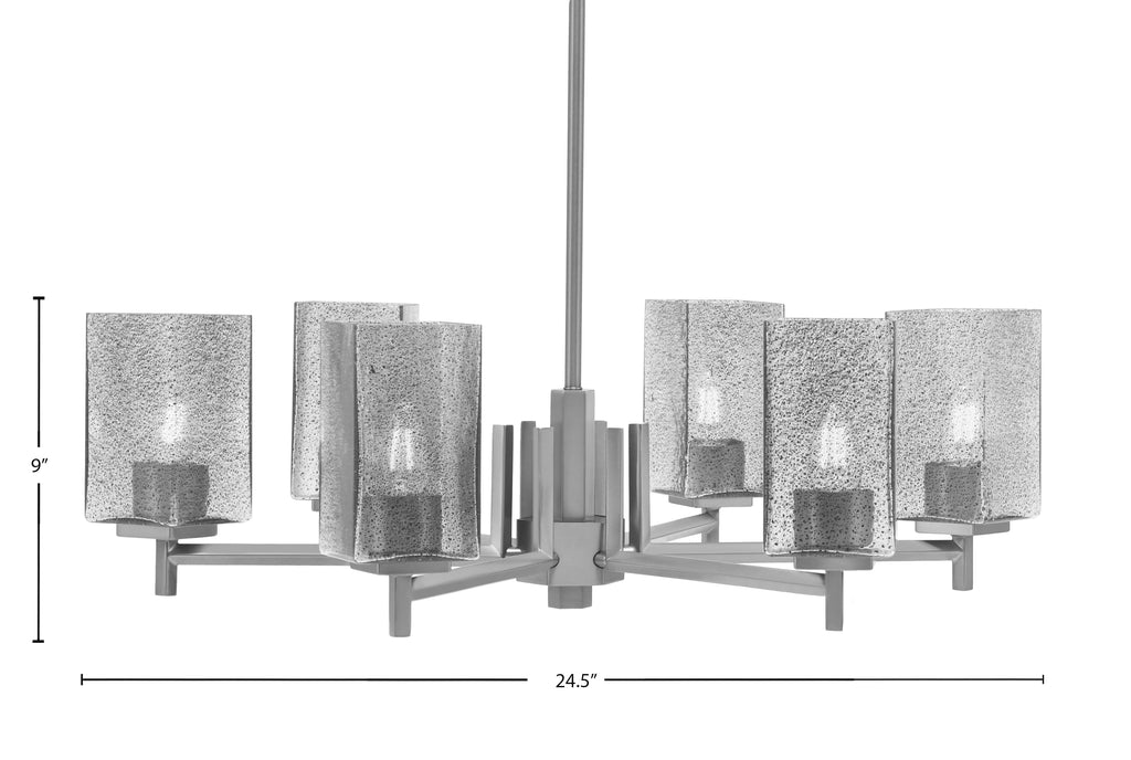 Franklin Six Light Chandelier in Graphite with Square Smoke Bubble Shade