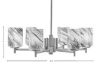Franklin Six Light Chandelier in Graphite with Square Onyx Swirl Shade
