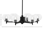 Franklin Six Light Chandelier in Matte Black with Clear Bubble Shade