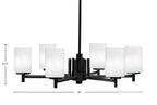 Franklin Six Light Chandelier in Matte Black with White Marble Shade