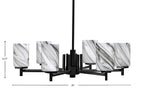 Franklin Six Light Chandelier in Matte Black with Onyx Swirl Shade