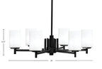 Franklin Six Light Chandelier in Matte Black with White Muslin Shade